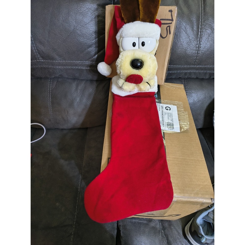 Vintage Dakin Odie Dog Garfield Stocking Christmas Holiday Plush
